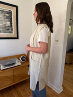PINCH Angela Knit Duster Vest Longline Cardigan (Cream)