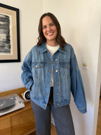 Miou Muse Archer Light Blue Denim Buttoned Jacket