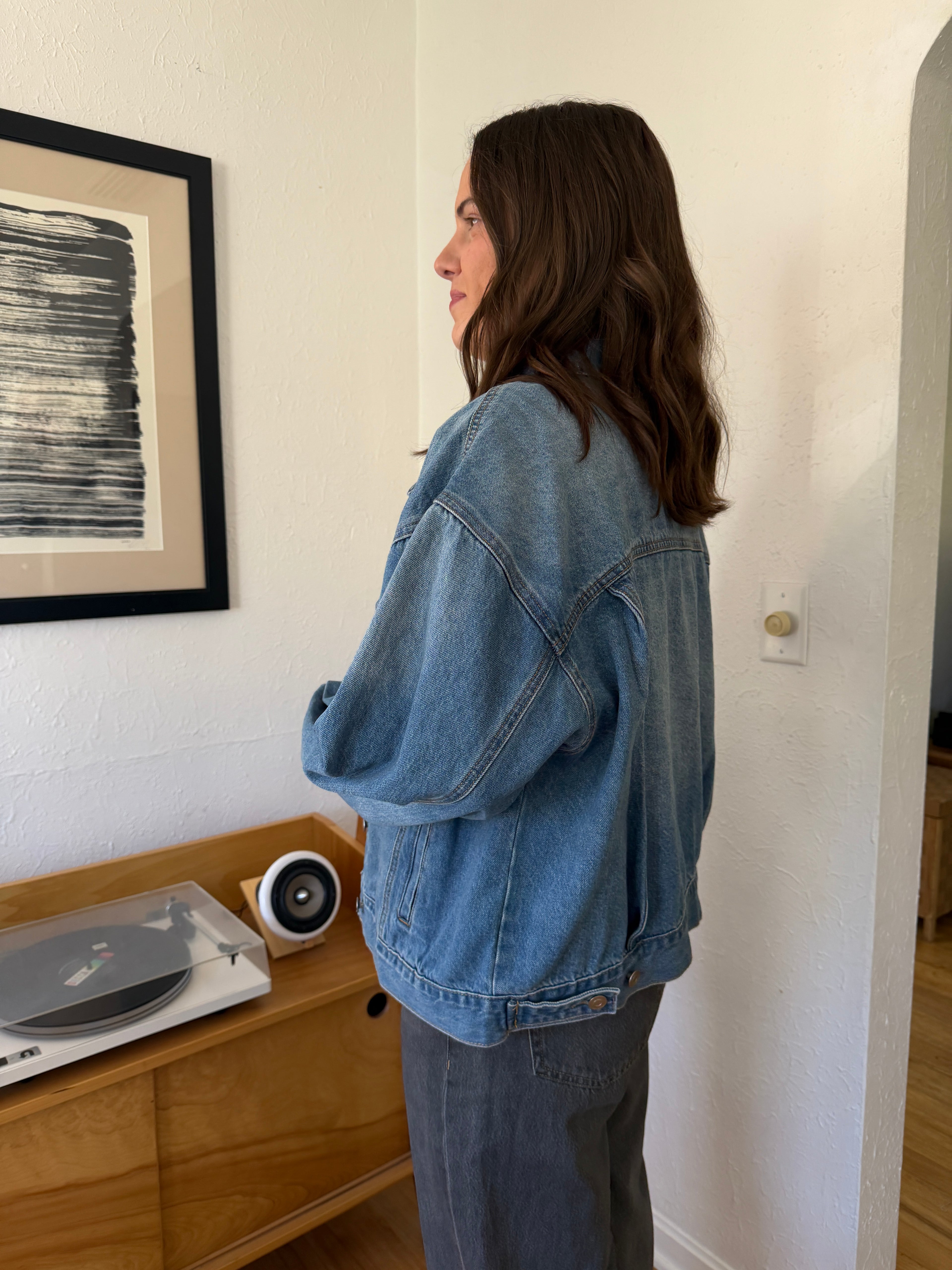 Miou Muse Archer Light Blue Denim Buttoned Jacket