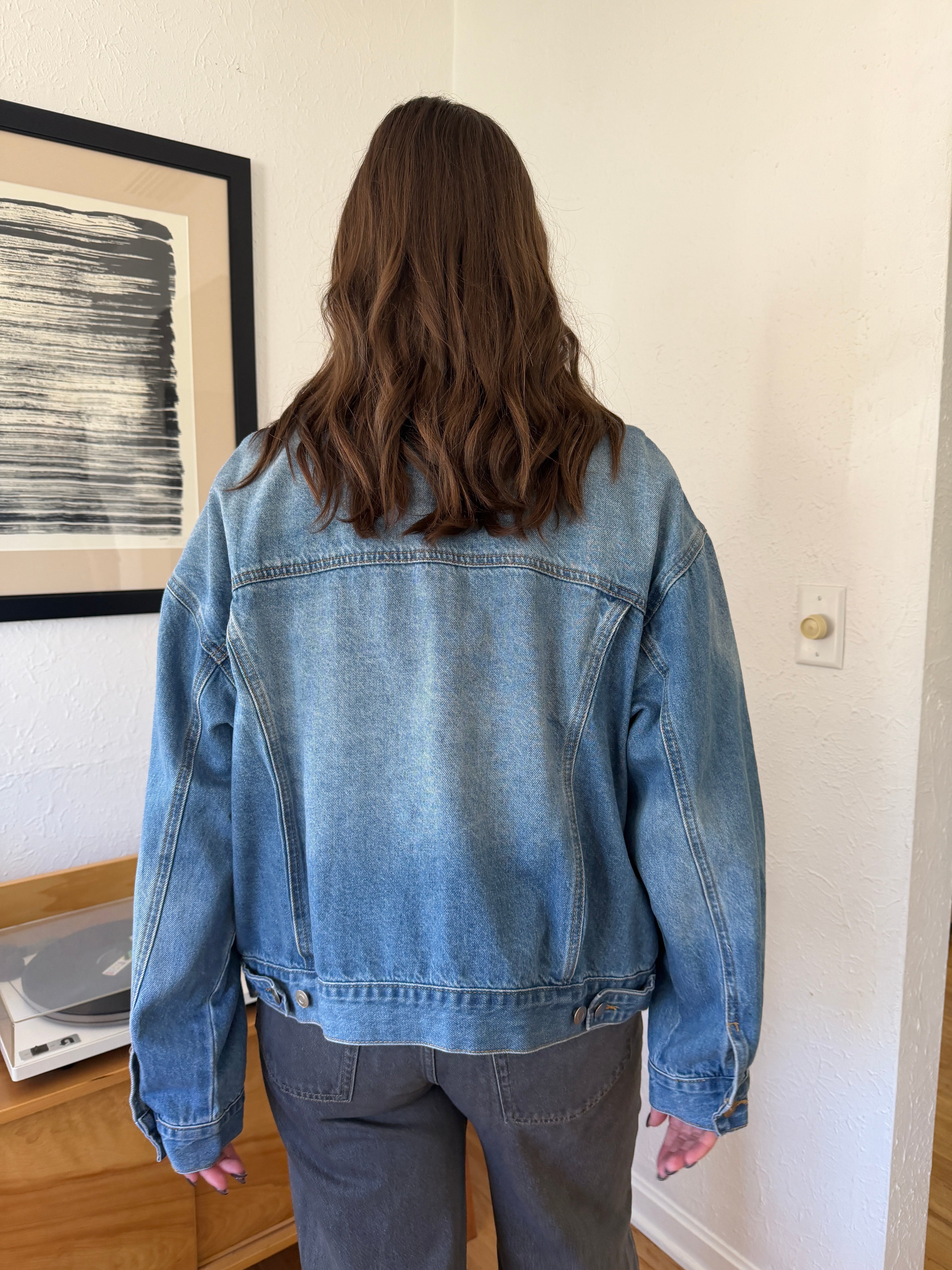 Miou Muse Archer Light Blue Denim Buttoned Jacket