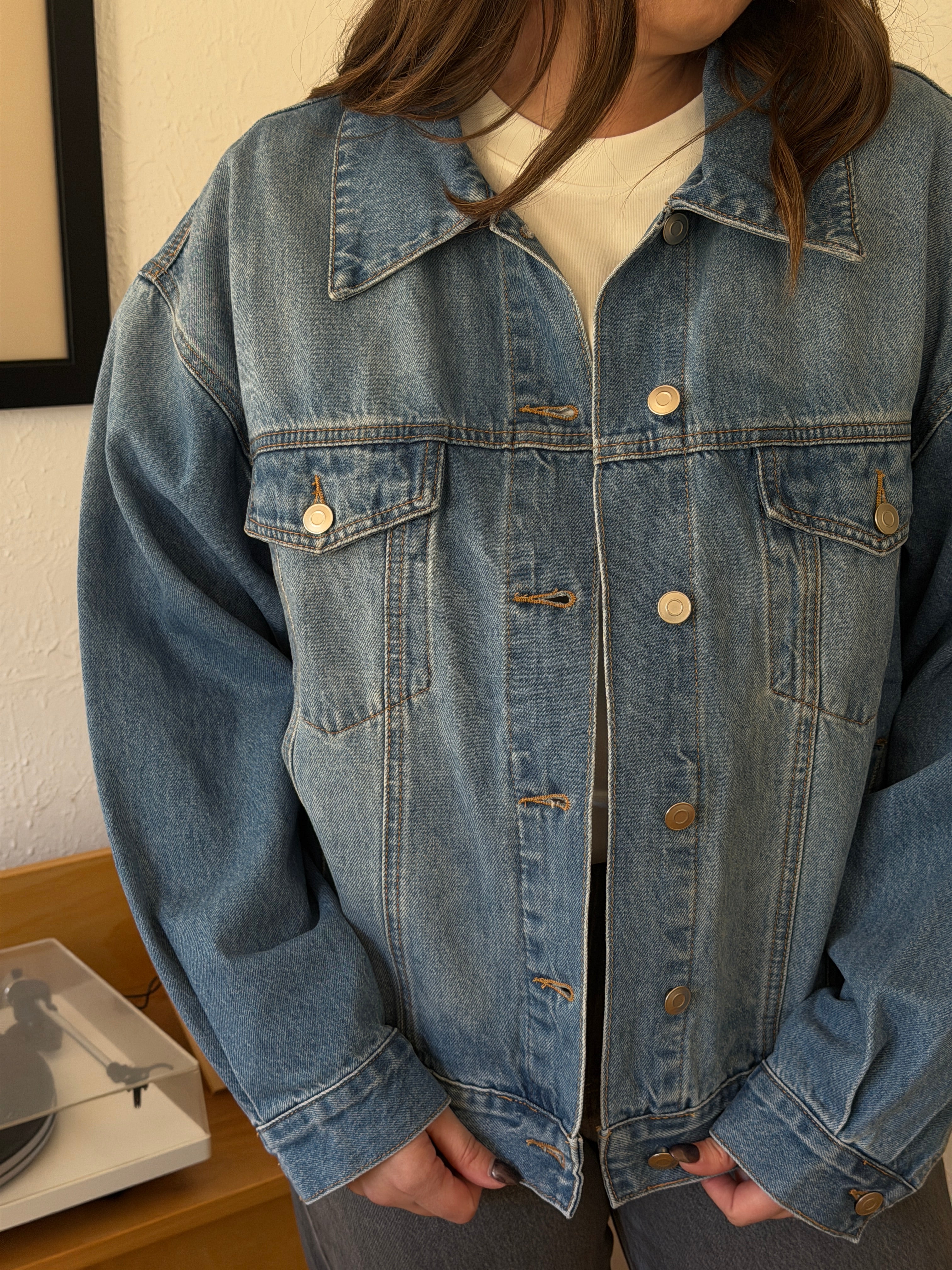 Miou Muse Archer Light Blue Denim Buttoned Jacket