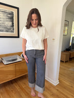 Miou Muse Raven Grey Cuffed Denim Jeans