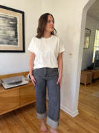 Miou Muse Raven Grey Cuffed Denim Jeans