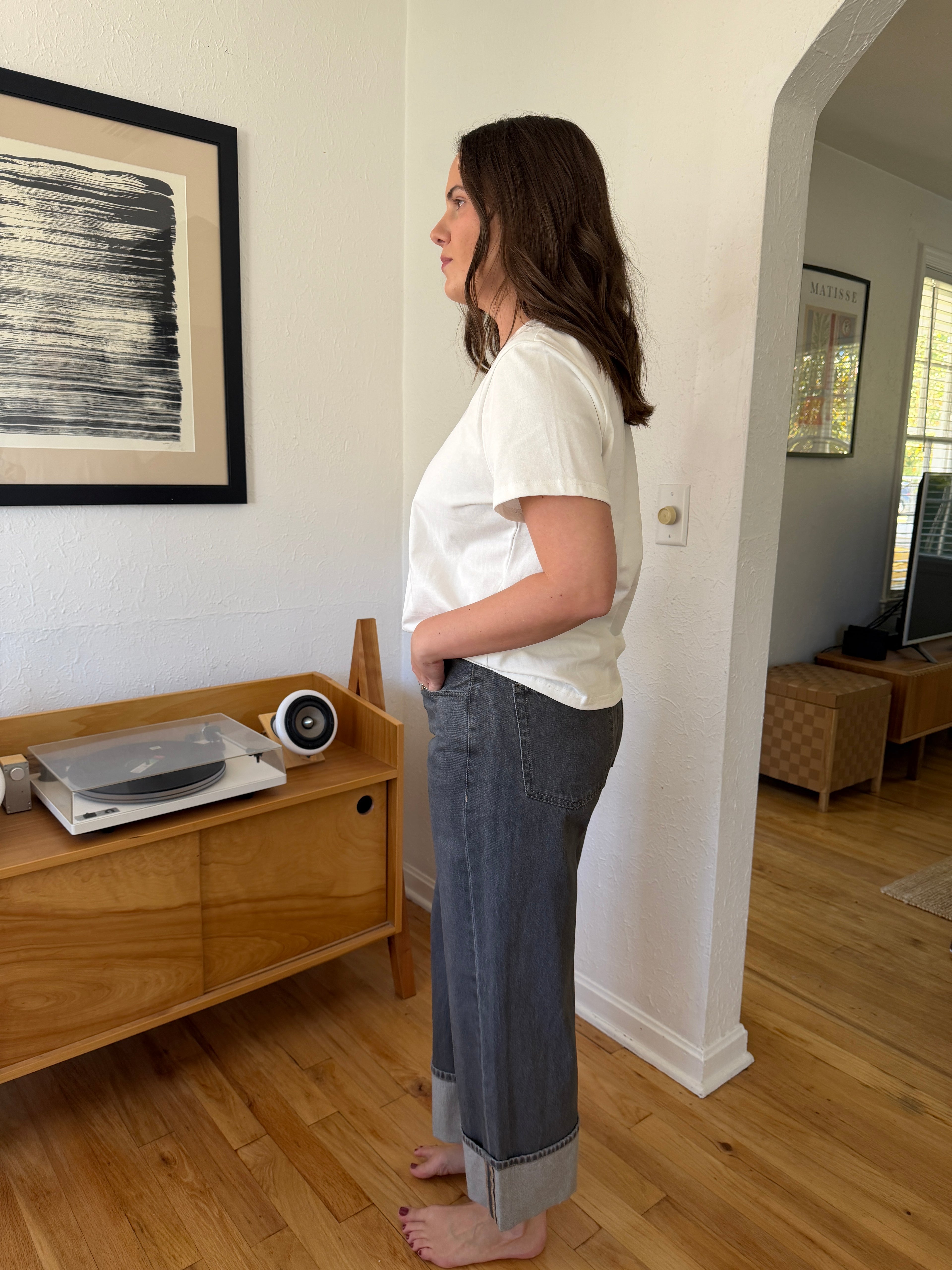 Miou Muse Raven Grey Cuffed Denim Jeans