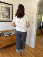 Miou Muse Raven Grey Cuffed Denim Jeans