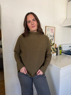 Amber Olive Green Mock Neck Long Sleeve Knit Top