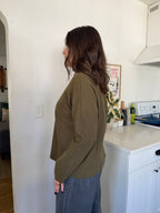 Amber Olive Green Mock Neck Long Sleeve Knit Top