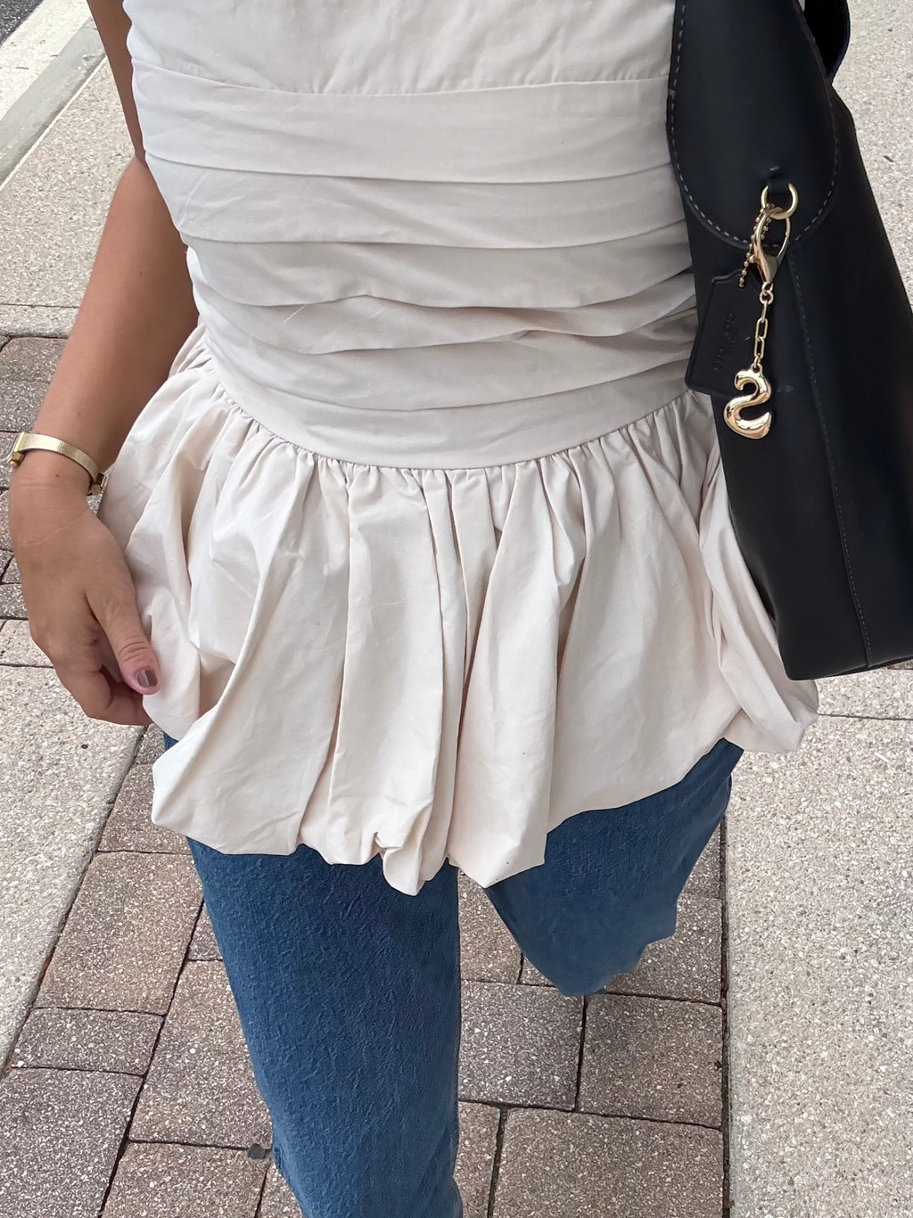 Sofie the Label Elsie Cream Peplum Sleeveless Top