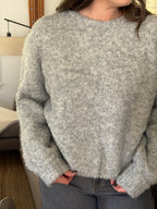 FRNCH Camelia Boucle Balloon Sleeve Pullover Sweater (Grey)