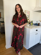 Annie Brown Floral Short Sleeve Buttoned Maxi Dress