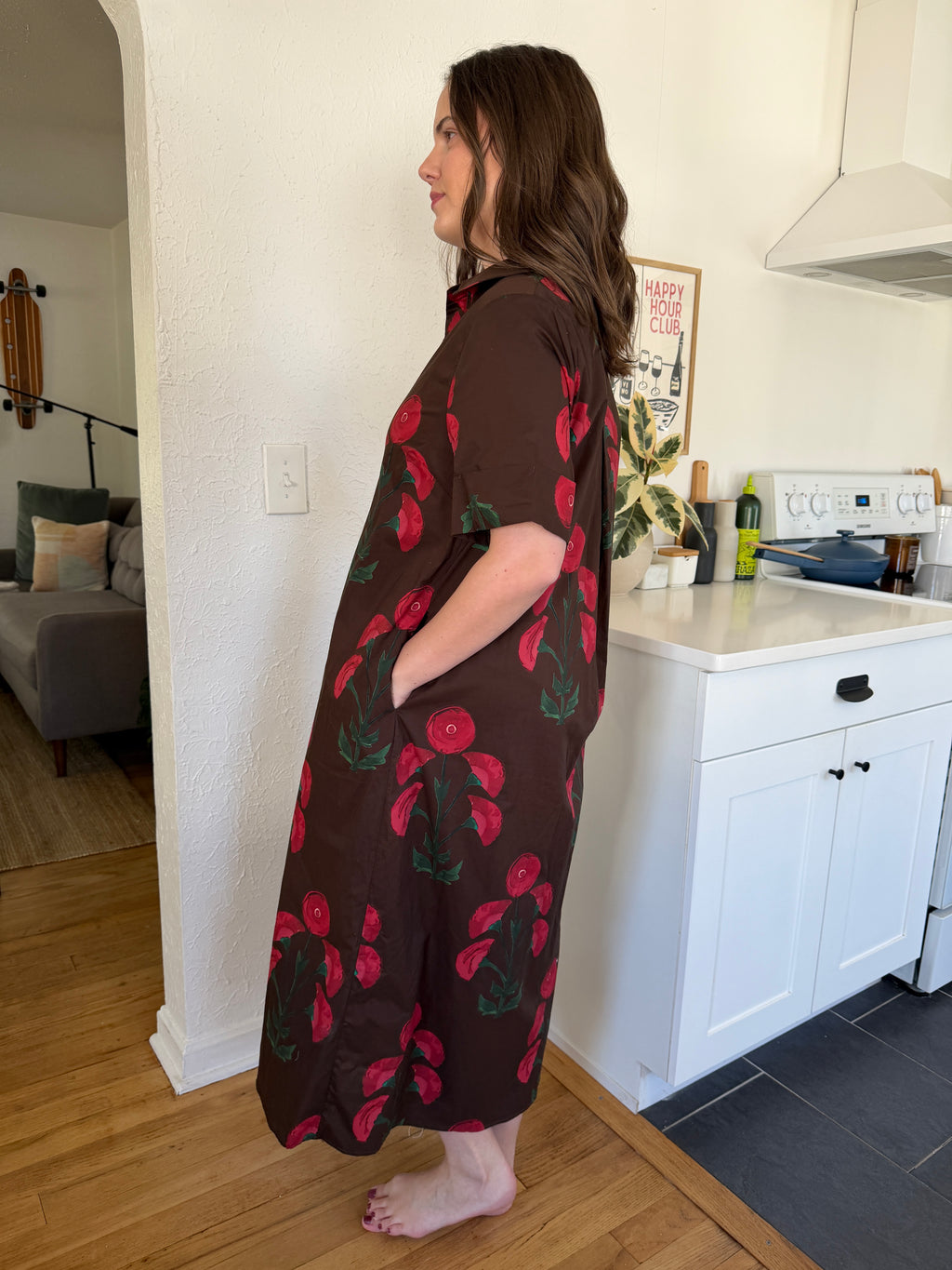 Annie Brown Floral Short Sleeve Buttoned Maxi Dress