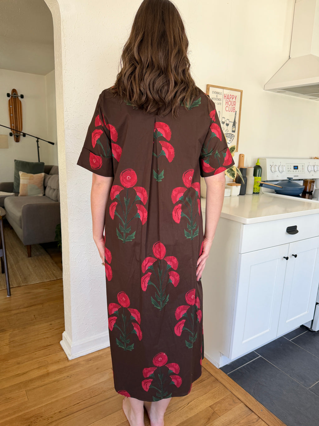 Annie Brown Floral Short Sleeve Buttoned Maxi Dress