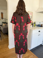 Annie Brown Floral Short Sleeve Buttoned Maxi Dress