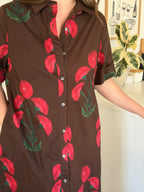 Annie Brown Floral Short Sleeve Buttoned Maxi Dress