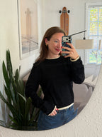 Miou Muse Bonnie Black Layered Long Sleeve Knit Top