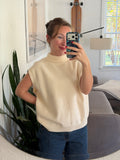 PINCH Bailey Cream Oversized Knit Turtleneck Vest Top