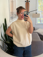 PINCH Bailey Cream Oversized Knit Turtleneck Vest Top