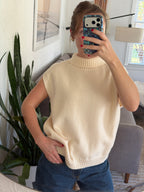 PINCH Bailey Cream Oversized Knit Turtleneck Vest Top