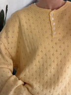 Things Between Amelia Butter Yellow Eyelet Henley Pullover