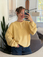 Things Between Amelia Butter Yellow Eyelet Henley Pullover