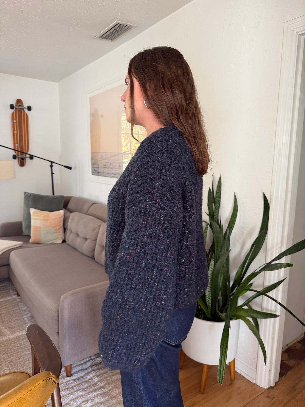 Sofie the Label Briar Navy Speckled Knit Button Cardigan