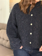 Sofie the Label Briar Navy Speckled Knit Button Cardigan