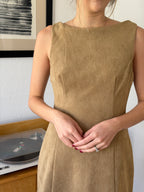 Sofie the Label Kiara Tan Suede High Neck Mini Dress