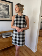 FRNCH Carra Black Gingham Sequin Tank Mini Dress