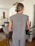 Miou Muse Camille Grey Knit V-Neck Vest Top
