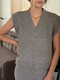Miou Muse Camille Grey Knit V-Neck Vest Top