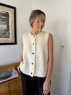 FRNCH Canelle Cream Wool Knit Buttoned Vest Top
