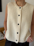 FRNCH Canelle Cream Wool Knit Buttoned Vest Top