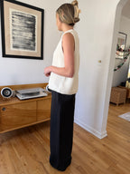 FRNCH Lynn Black Metallic Sheen Wide Leg Pants