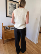 FRNCH Lynn Black Metallic Sheen Wide Leg Pants