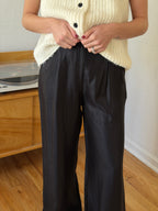 FRNCH Lynn Black Metallic Sheen Wide Leg Pants