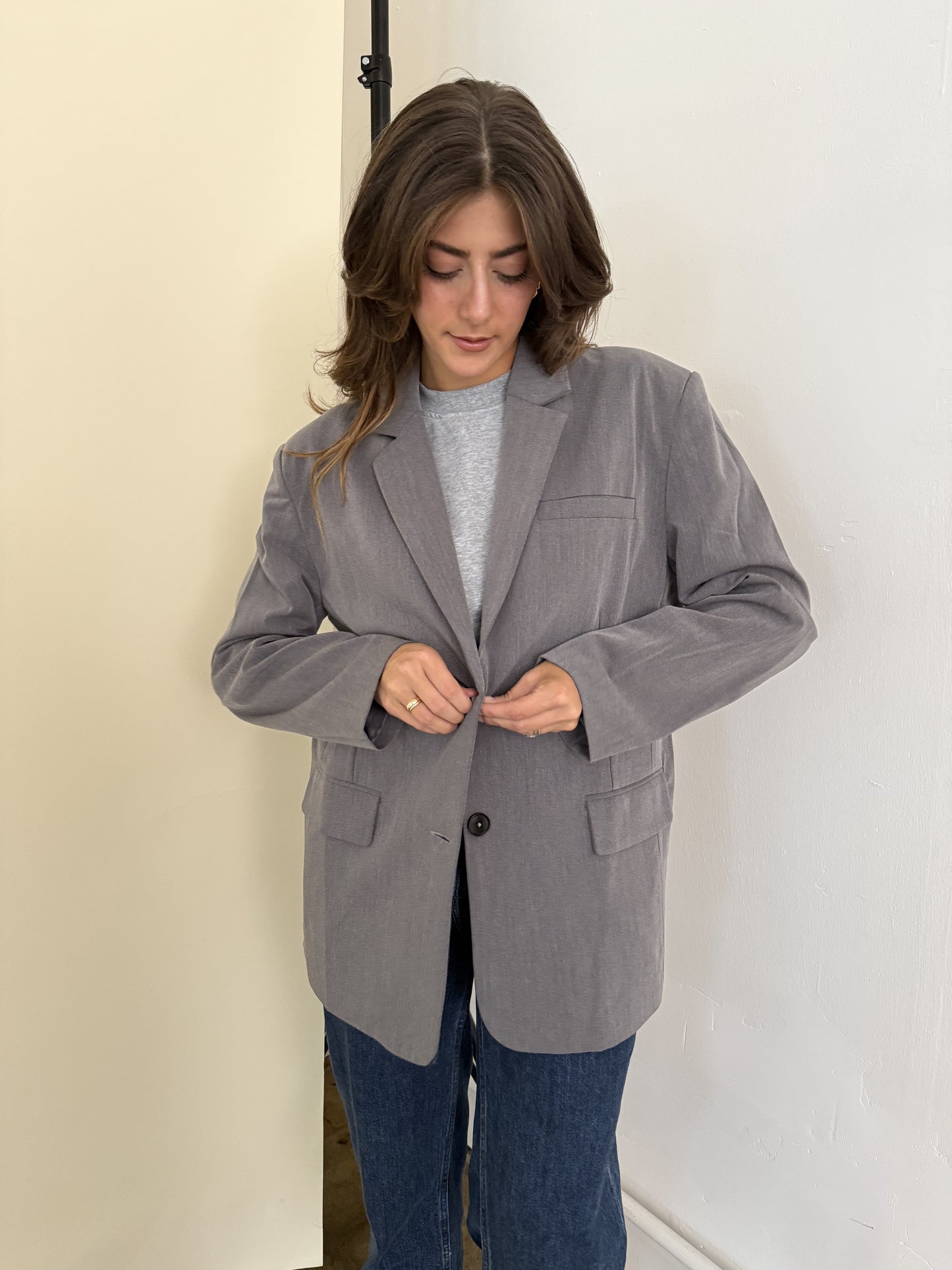 Leah Oversized Grey Blazer Jacket