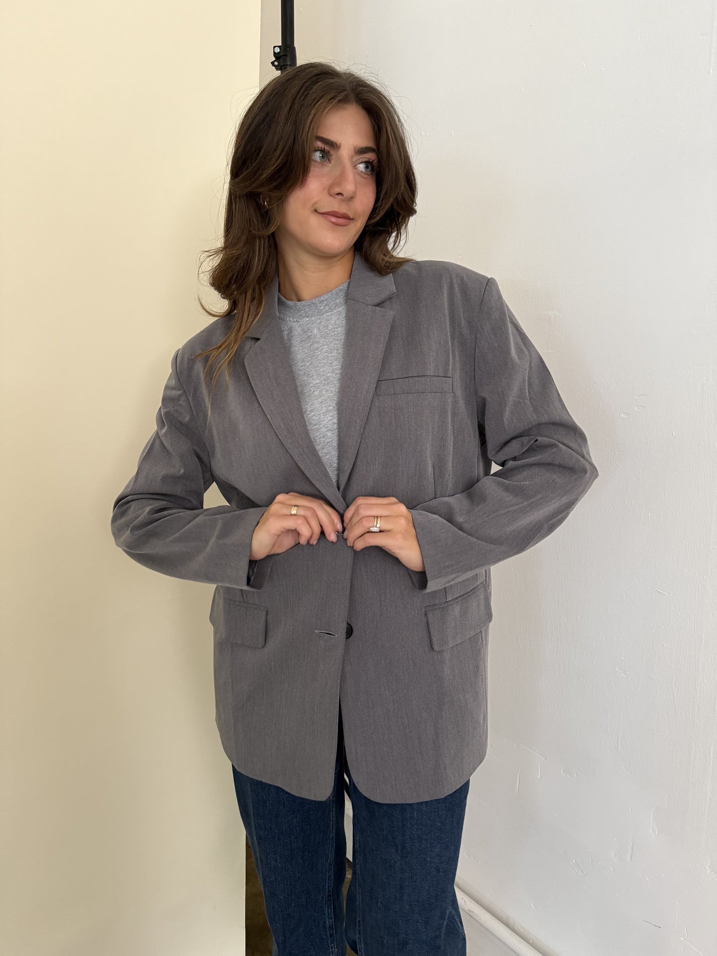 Leah Oversized Grey Blazer Jacket