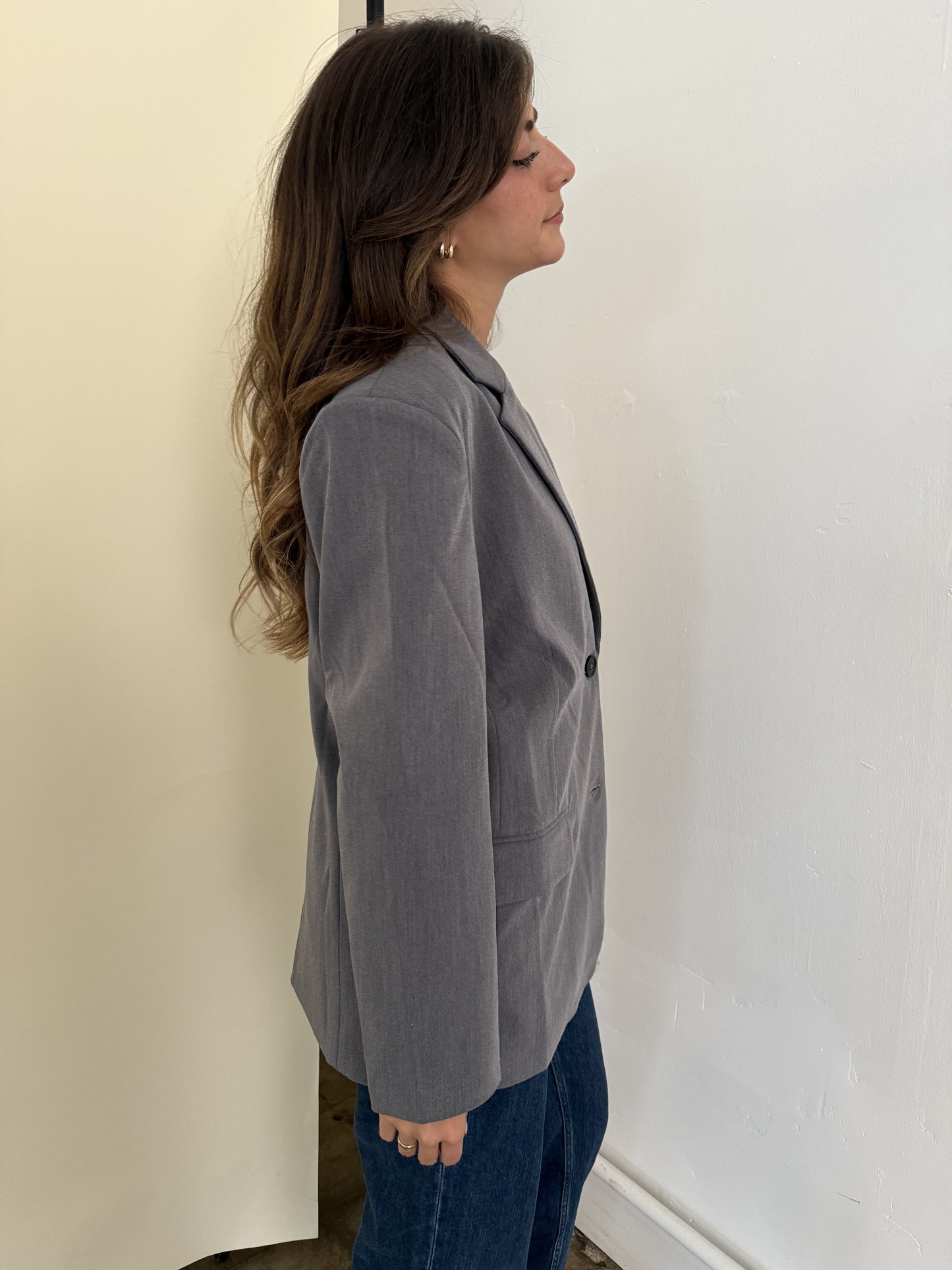 Leah Oversized Grey Blazer Jacket