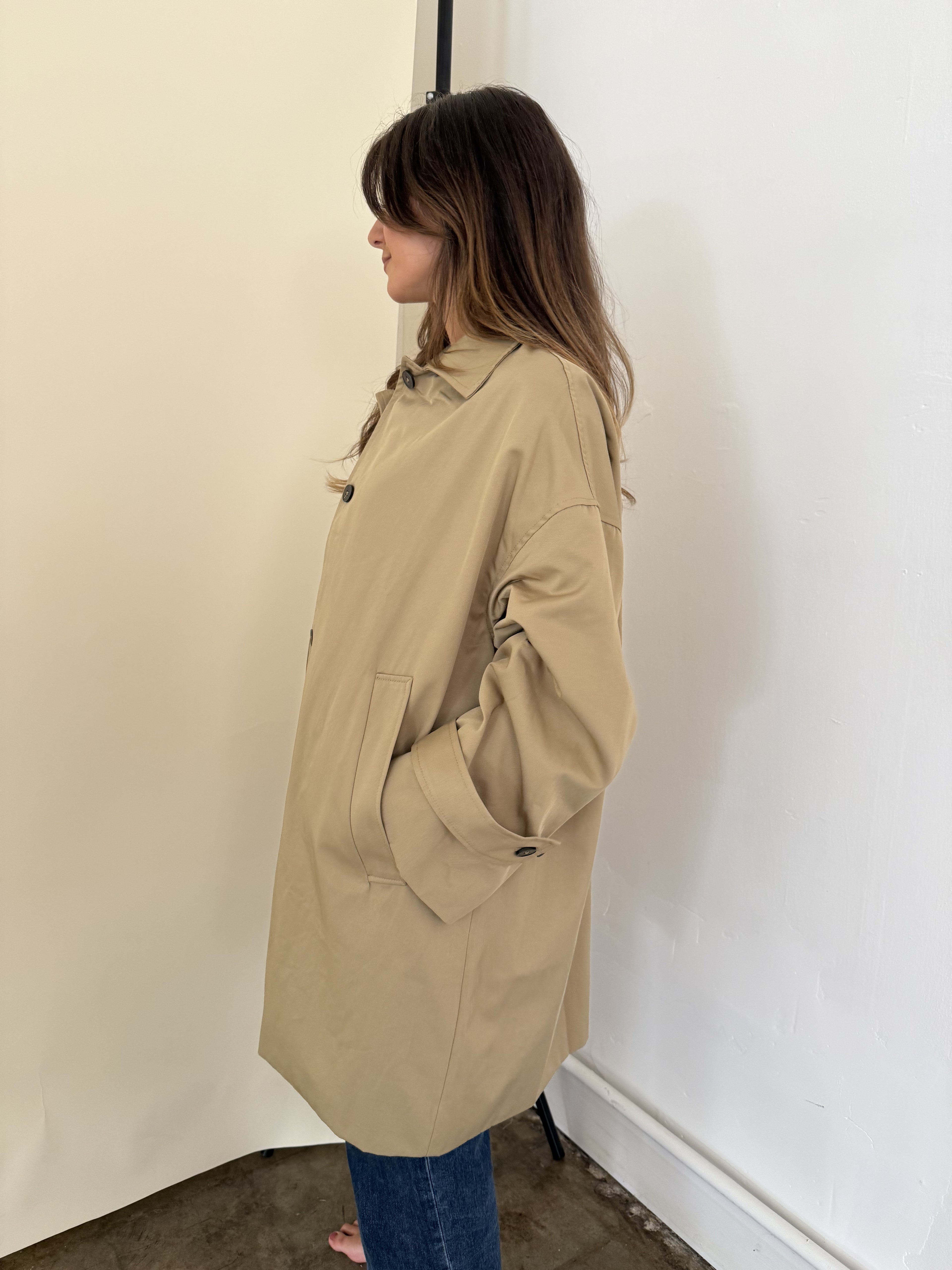 Lillian Khaki Oversized Button Trench Coat