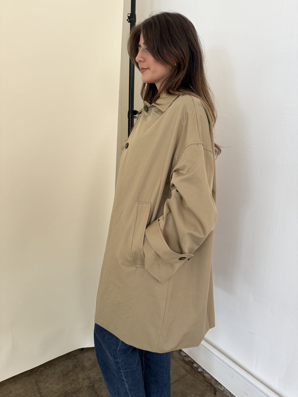 Lillian Khaki Oversized Button Trench Coat