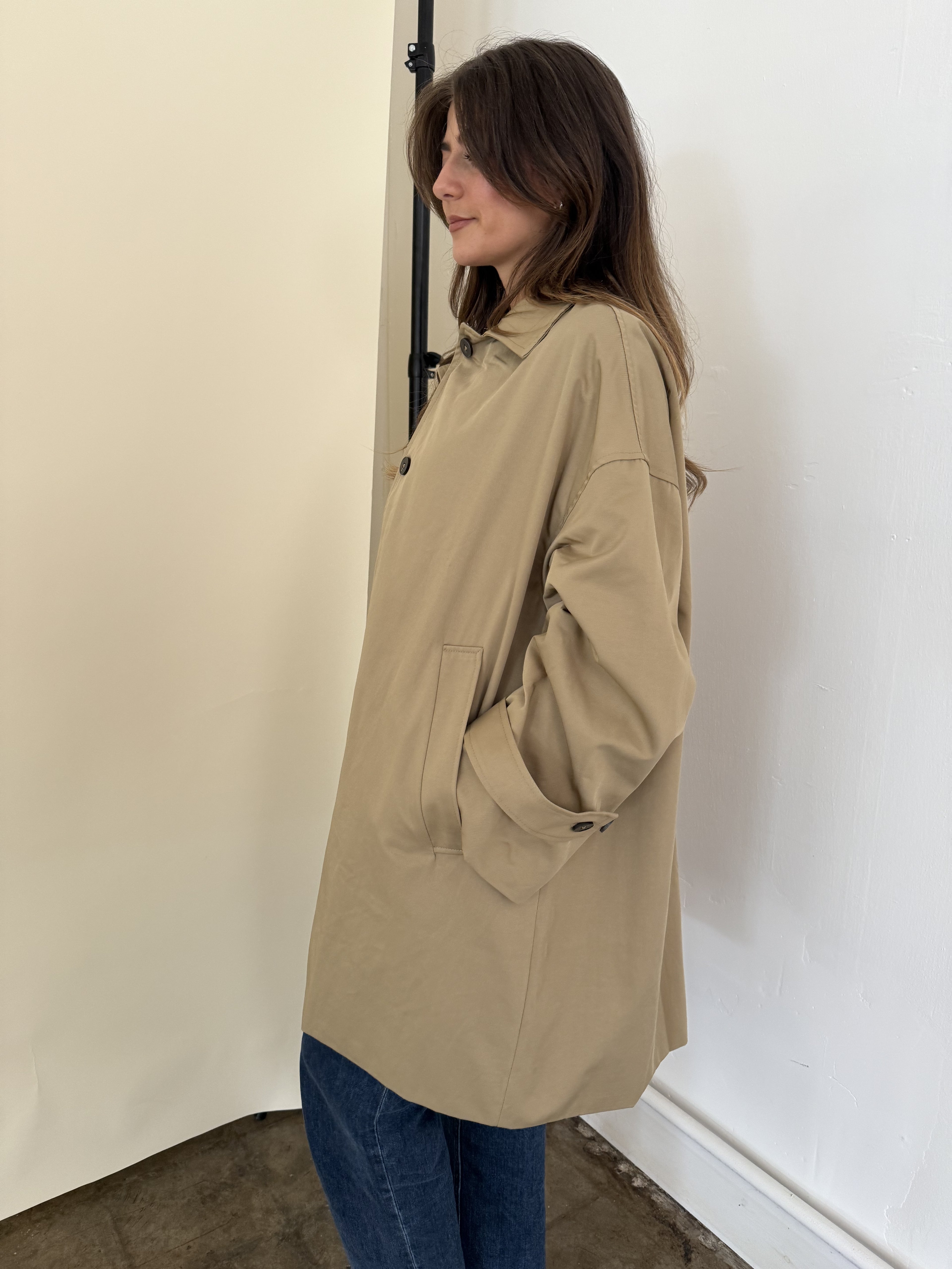Lillian Khaki Oversized Button Trench Coat