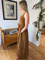 PINCH Eden Olive Green Pleated Tank Maxi Dress
