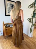 PINCH Eden Olive Green Pleated Tank Maxi Dress