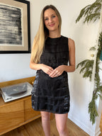 Demi Black Metallic Sheen Layered Tank Mini Dress