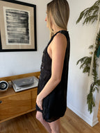 Demi Black Metallic Sheen Layered Tank Mini Dress
