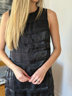 Demi Black Metallic Sheen Layered Tank Mini Dress