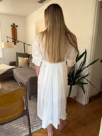 PINCH Lorraine White Tucked Sleeve Buttoned Midi Dress