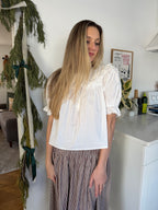 Things Between Diana White Eyelet Peter Pan Collar Top