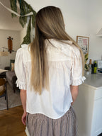 Things Between Diana White Eyelet Peter Pan Collar Top