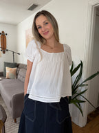 Things Between Daisy White Embroidered Babydoll Top